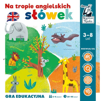Gra edukacyjna „Na tropie angielskich słówek" dla dzieci 3-8 lat + Nauka języka angielskiego + Gra planszowa dla 2-4 osób